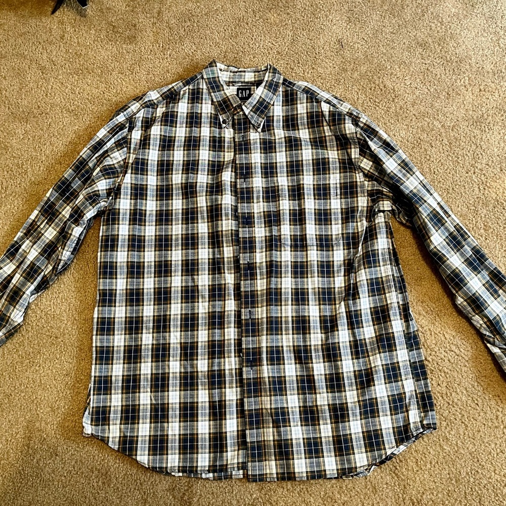 Mens Gap Plaid Button Down Cotton Sirt